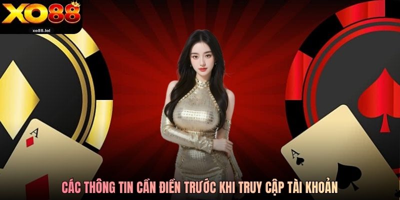 Các thông tin cần điền trước khi truy cập tài khoản